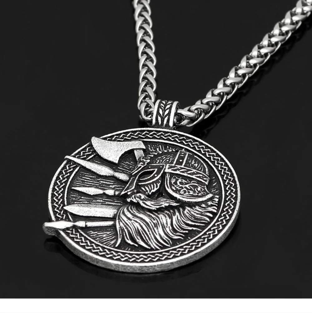 Viking Warrior Silver Pendant Necklace